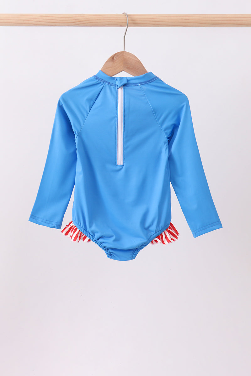 Blue bow sequin rashguard