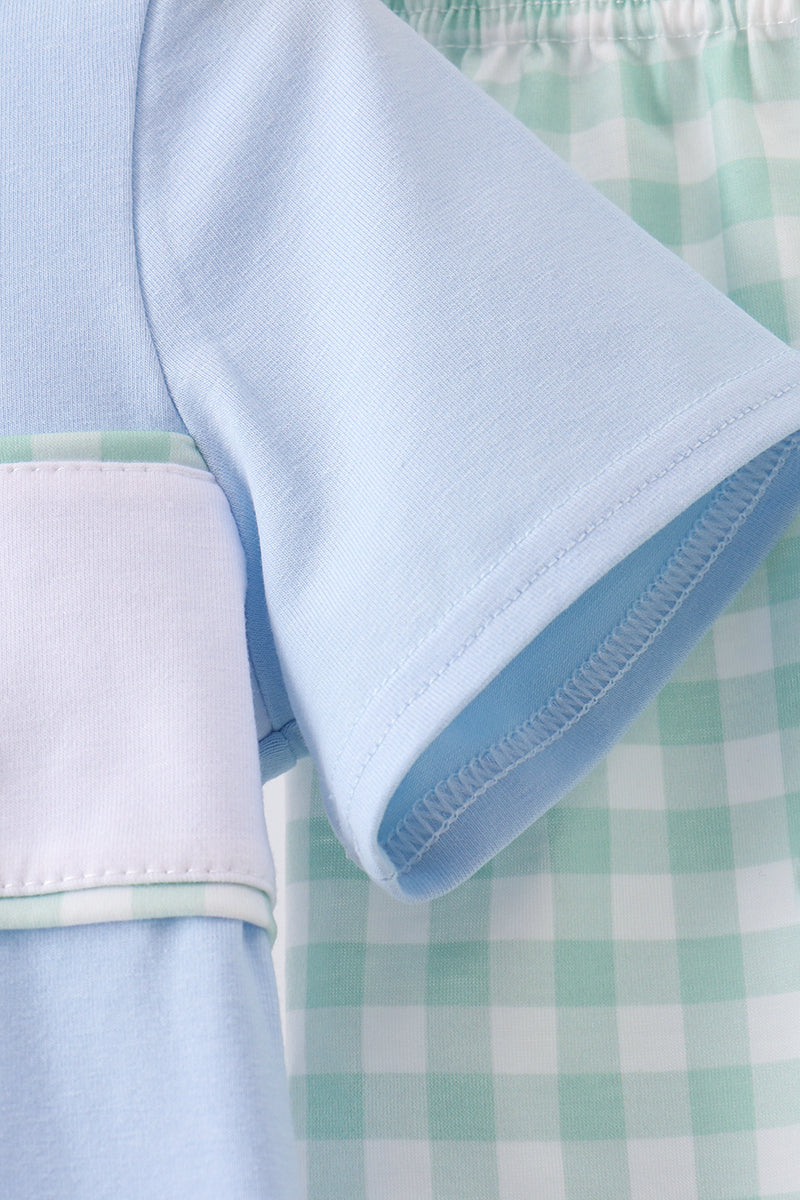 Green Golf Embroidered Gingham Set