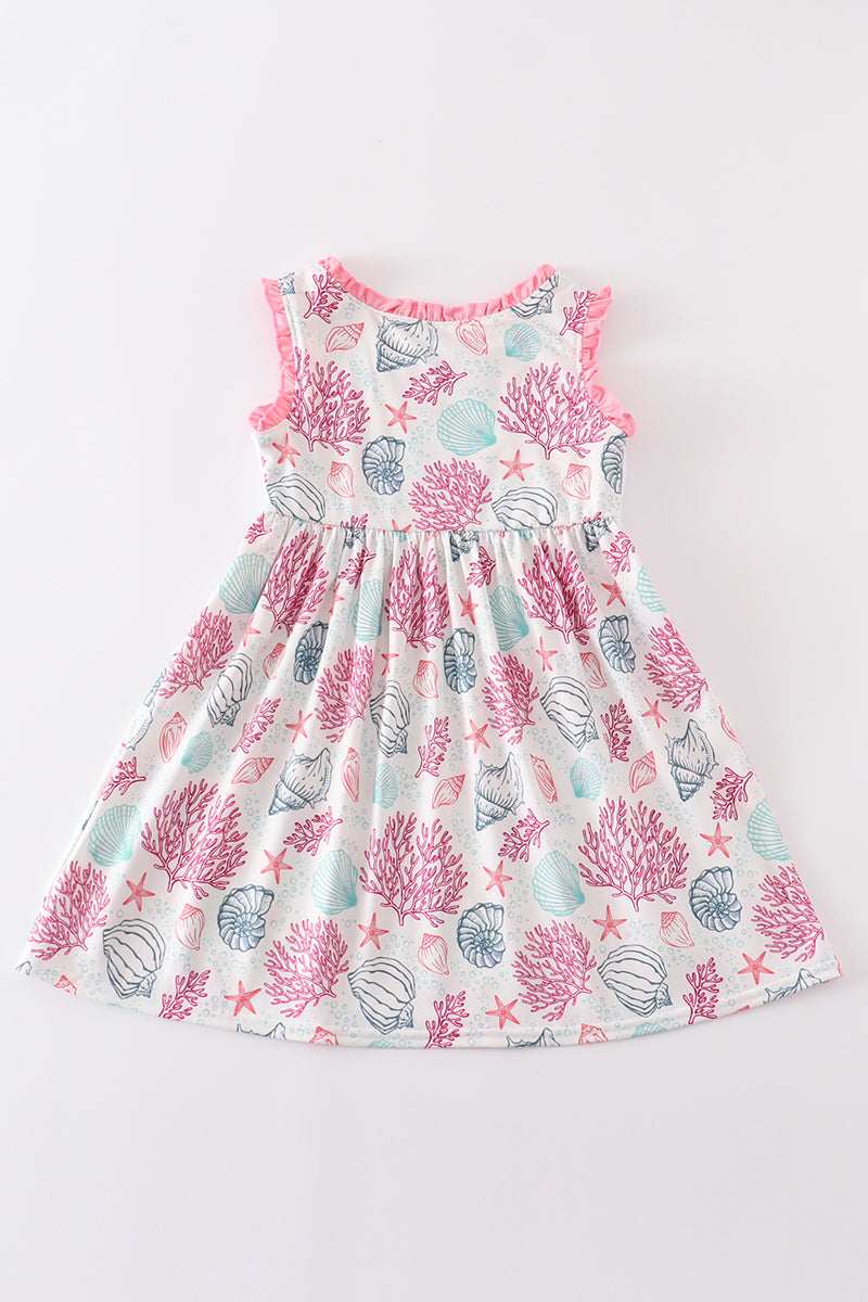 Pink Shell Embroidered Dress