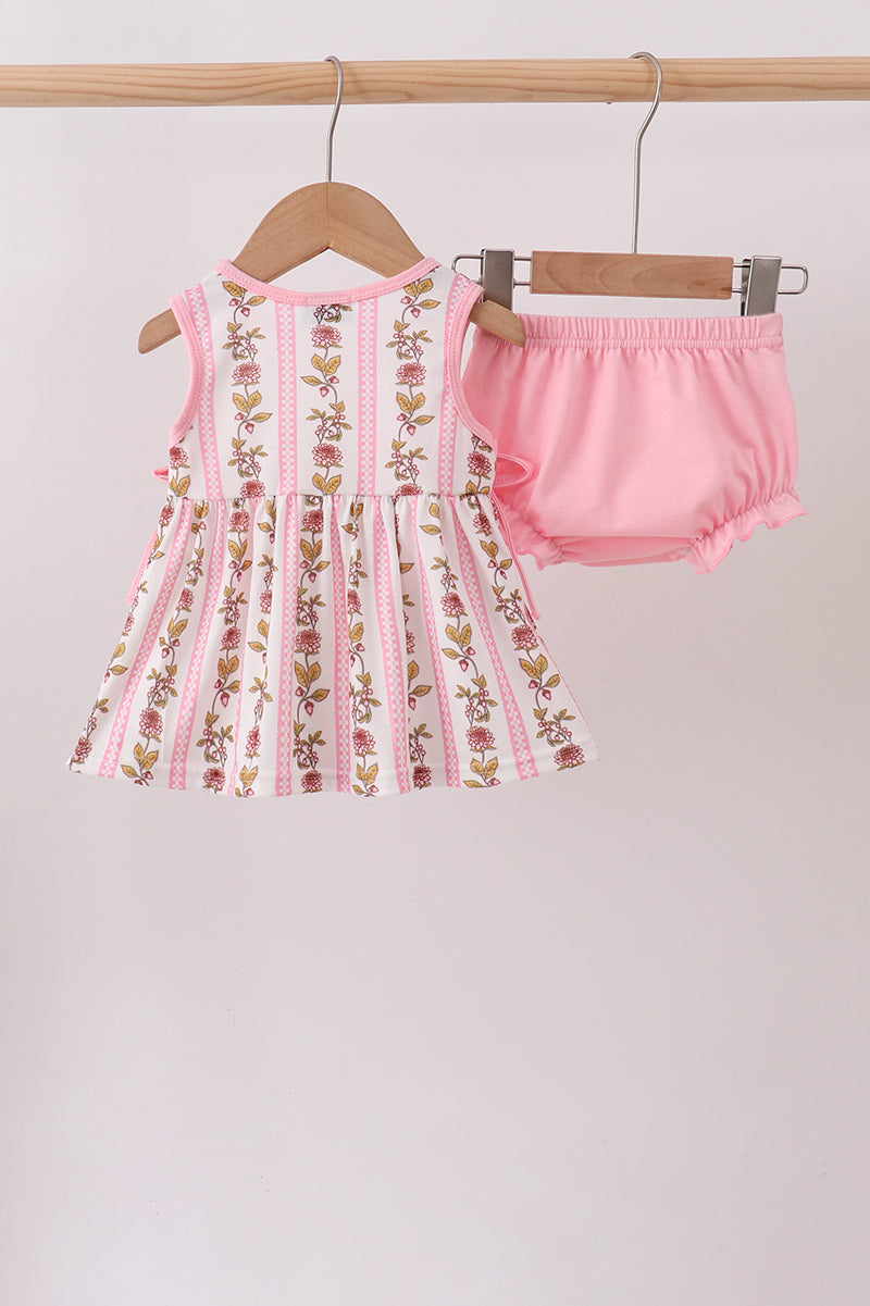 Pink Garden Ruffle Bloomer Set