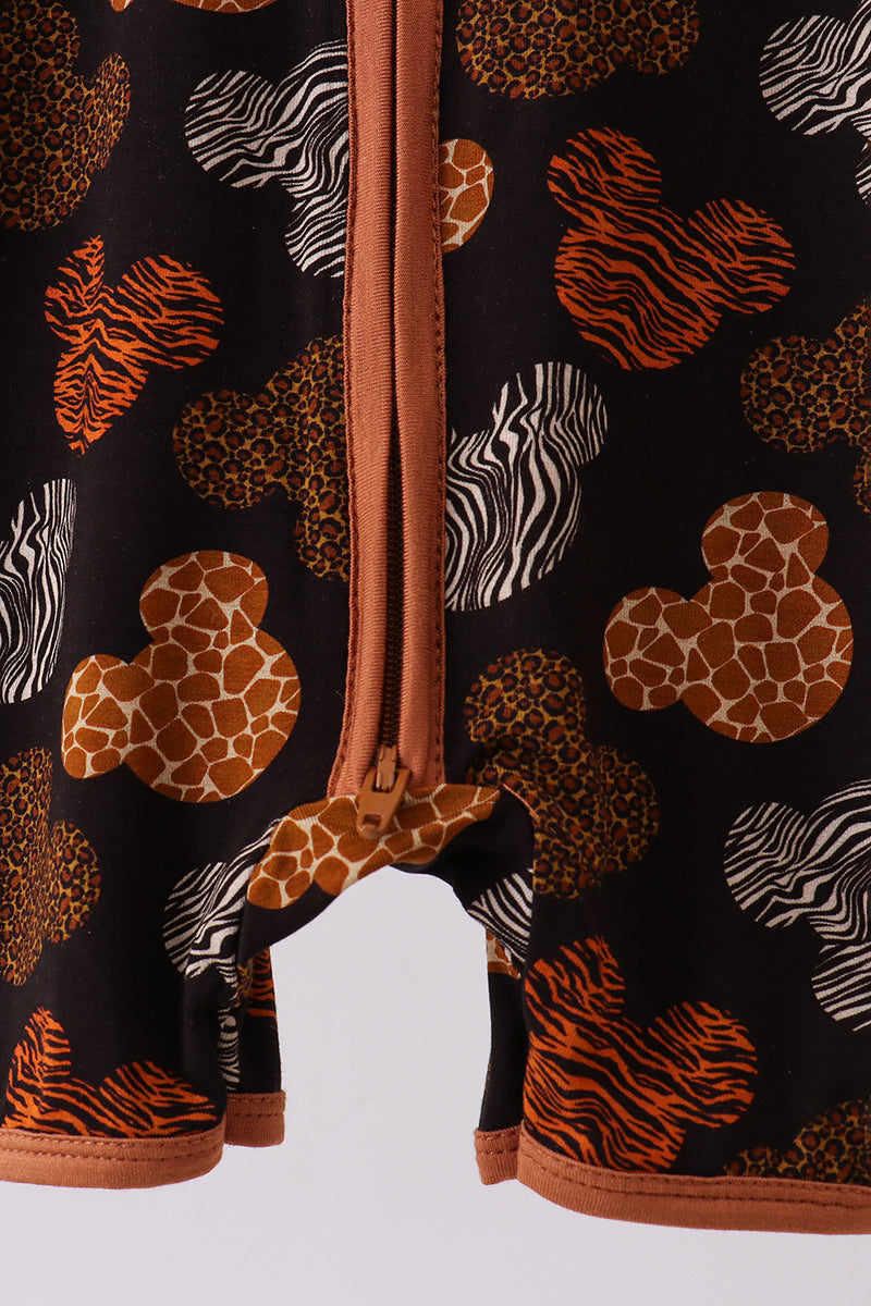 Brown character bamboo romper
