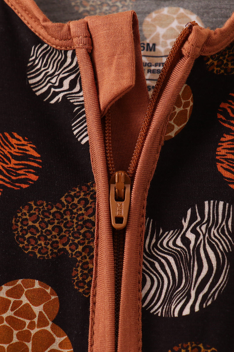 Brown character bamboo romper