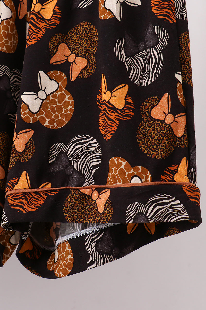 Brown character bamboo pajama set