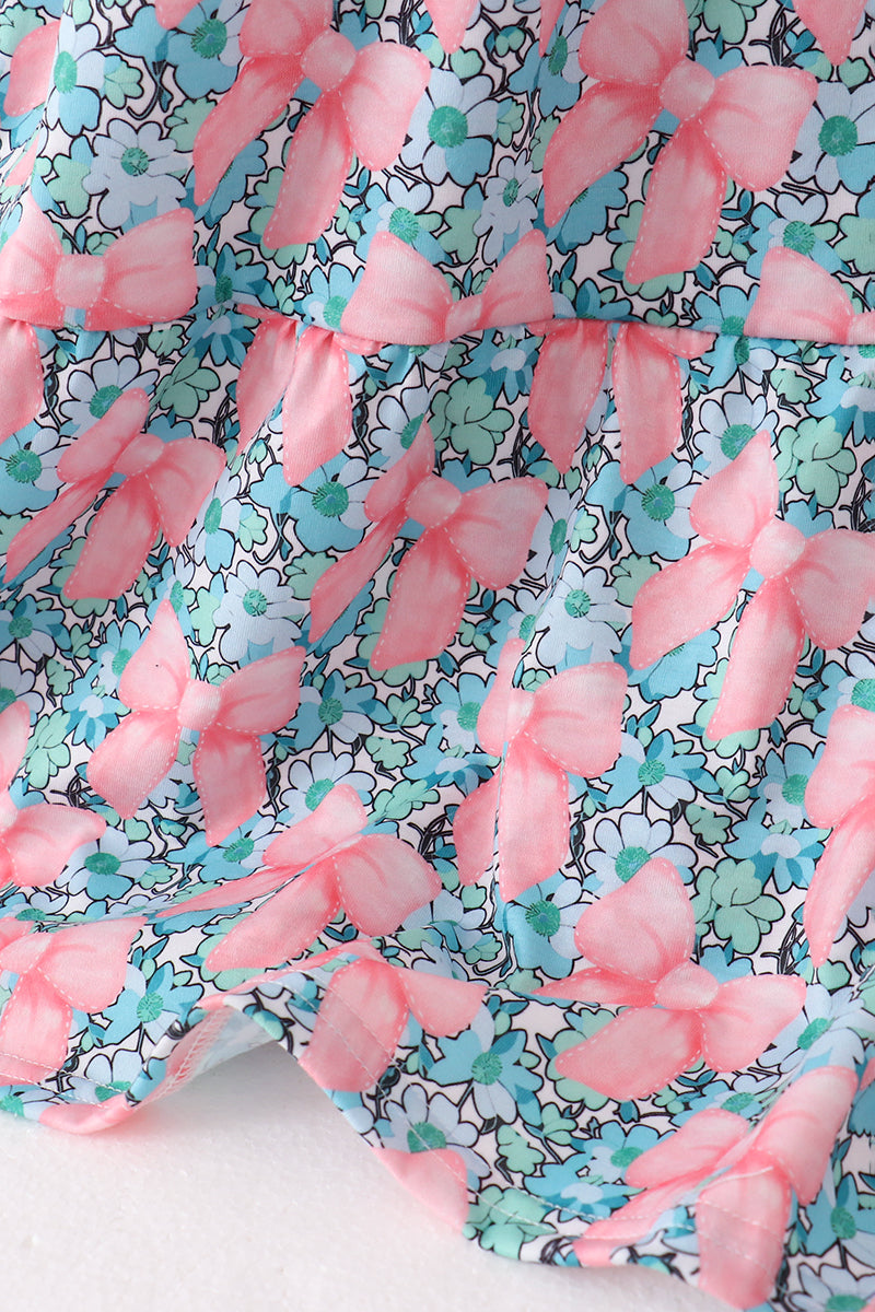 Pink floral smocked tiered dress