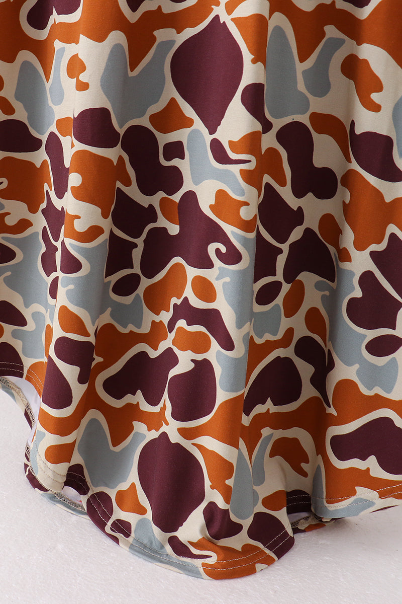 Camouflage print bamboo gown