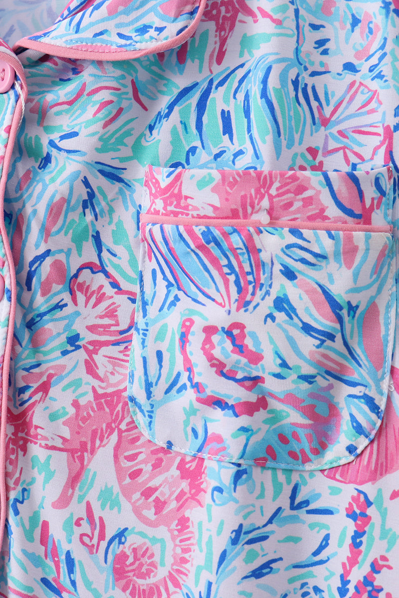 Marine creature bamboo pajama set