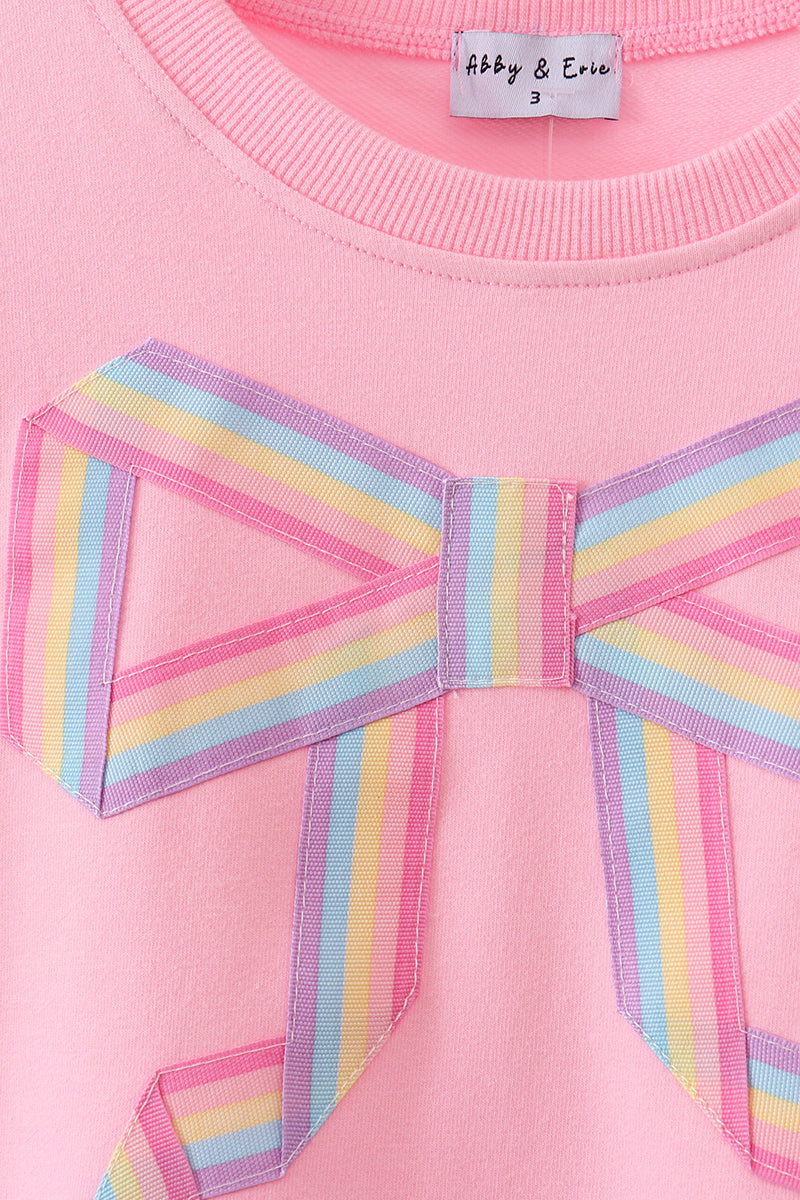 Pink hand-sewn bow mom&me sweatshirt