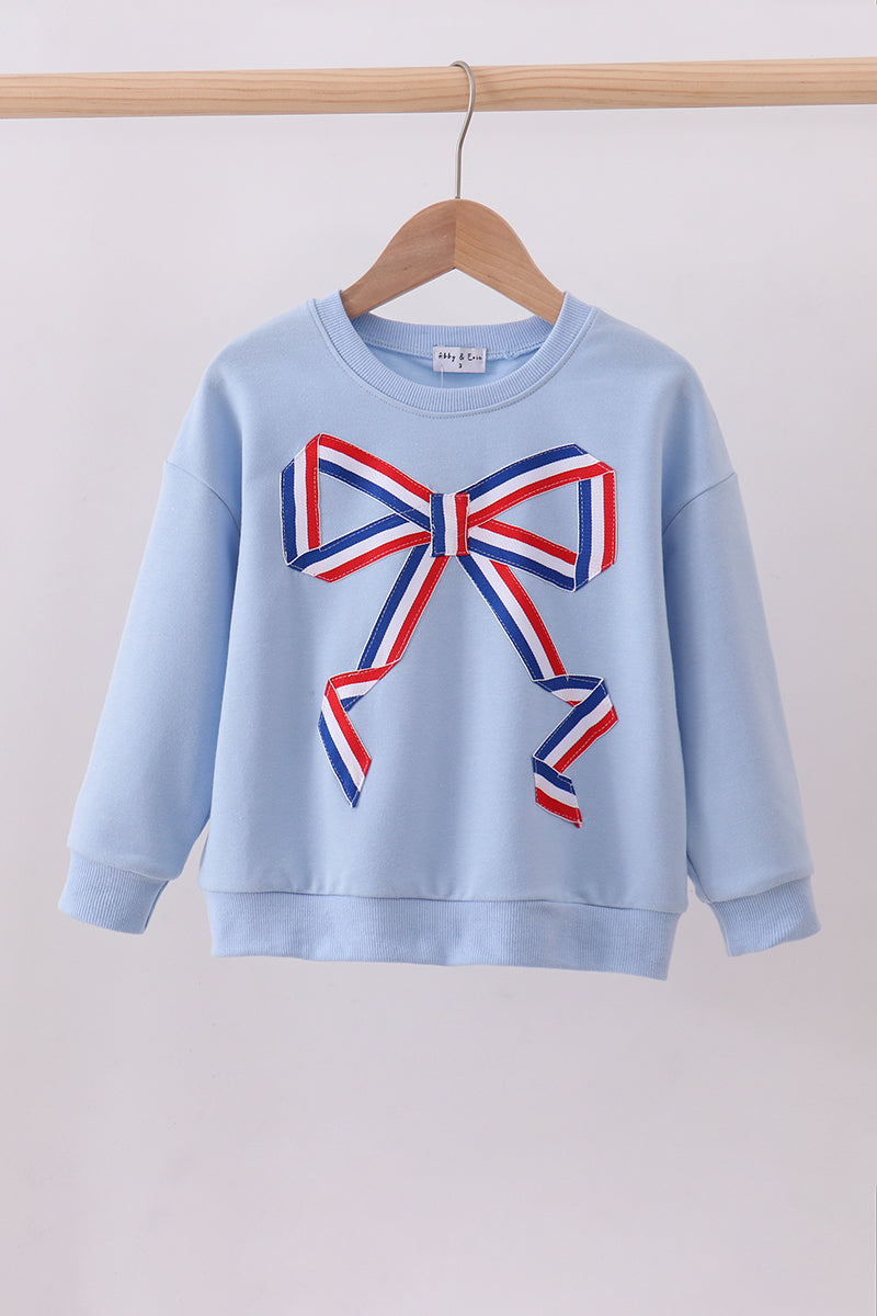 Blue hand-sewn bow mom&me sweatshirt