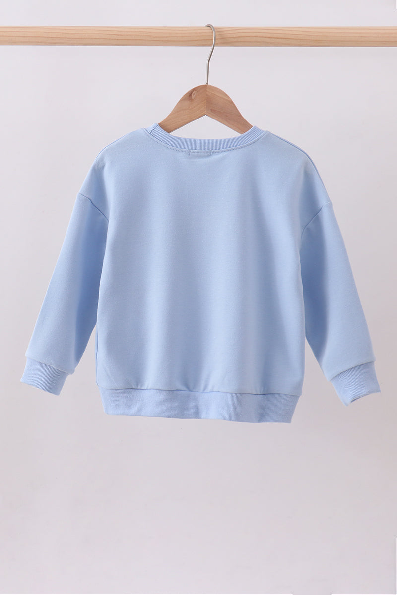 Blue hand-sewn bow mom&me sweatshirt