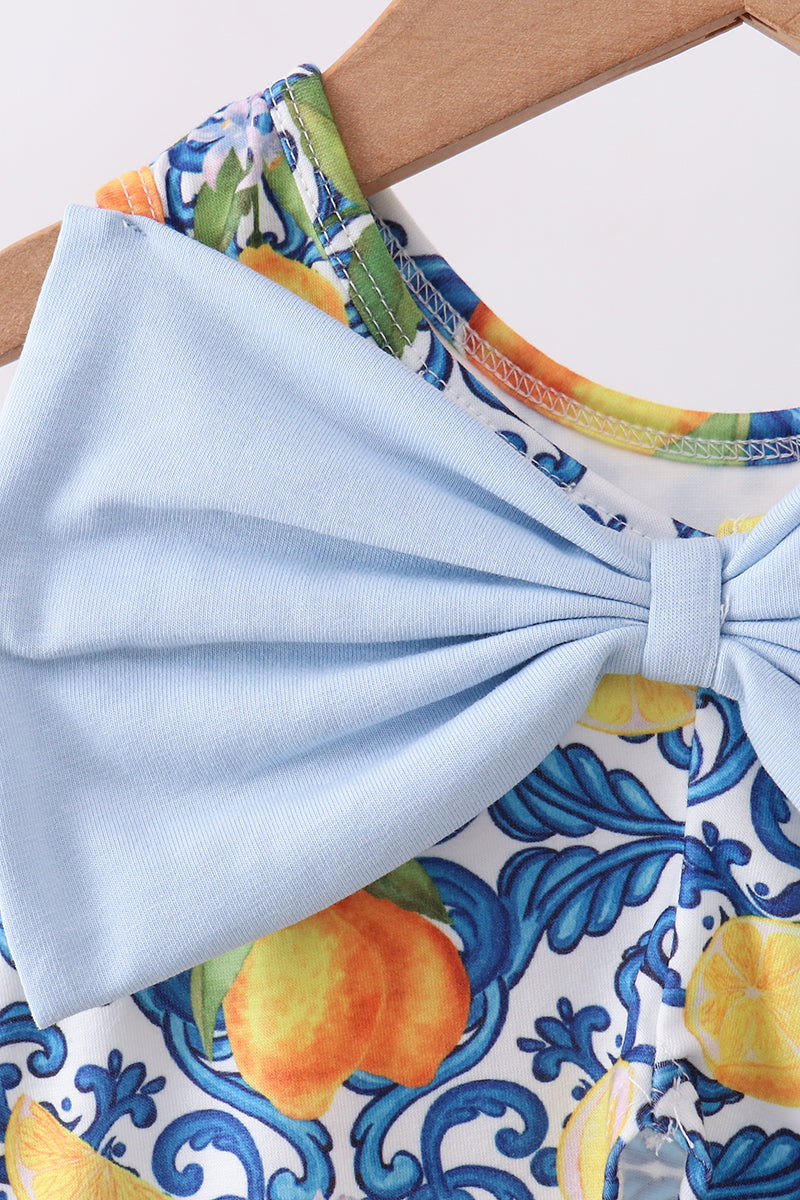 Lemon smocked ruffle bloomer set