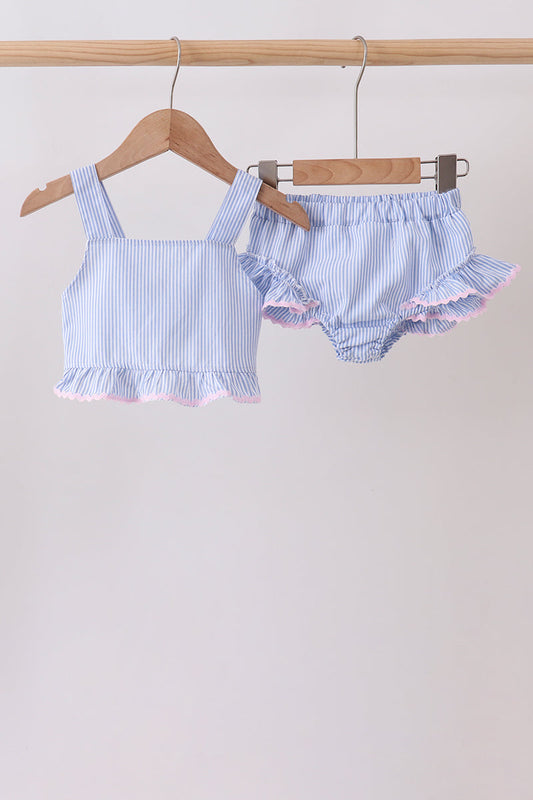 Blue Stripe 2pc Seersucker Swimsuit