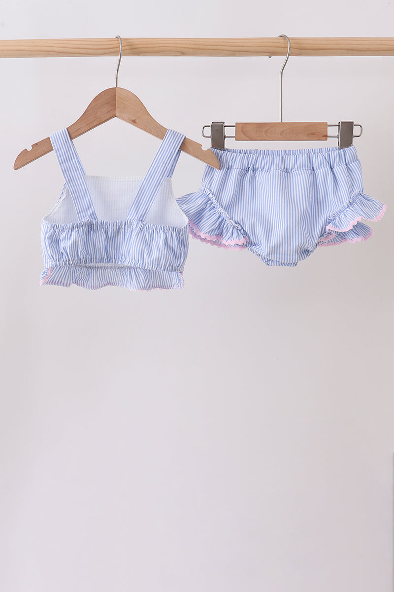 Blue Stripe 2pc Seersucker Swimsuit