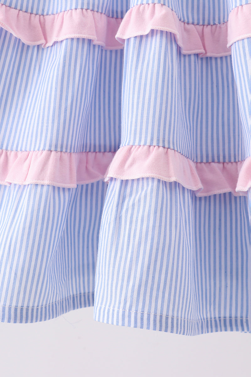 Blue Stripe Smocked Seersucker Mom Dress