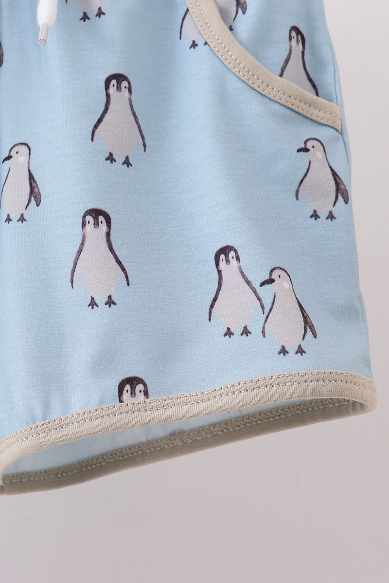 Penguin print shorts set