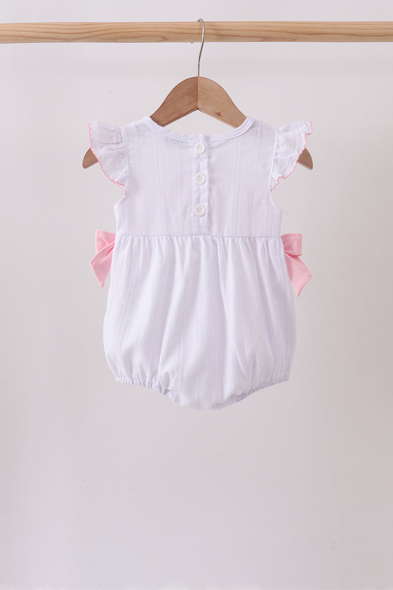 White Bow Smocked Jacquard Bubble