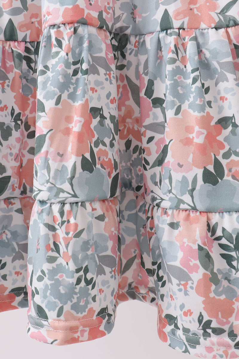 Pink Floral tiered Dress