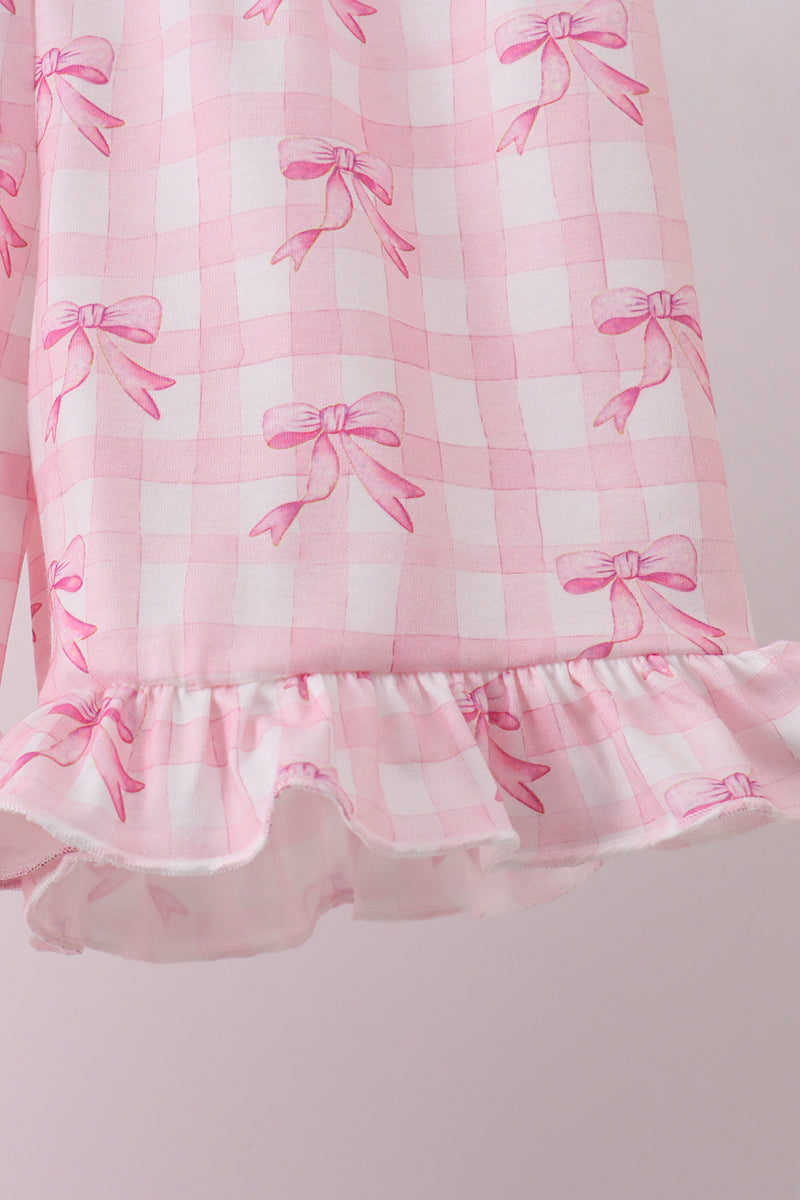 Pink bow smocked ruffle dress