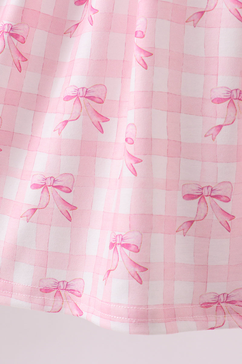 Pink bow smocked ruffle dress