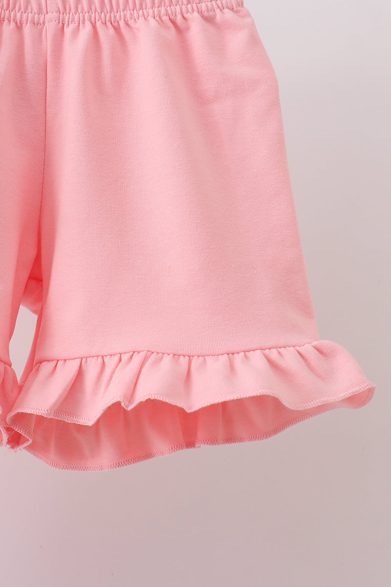 Pink Gingham Animal Embroidered Set