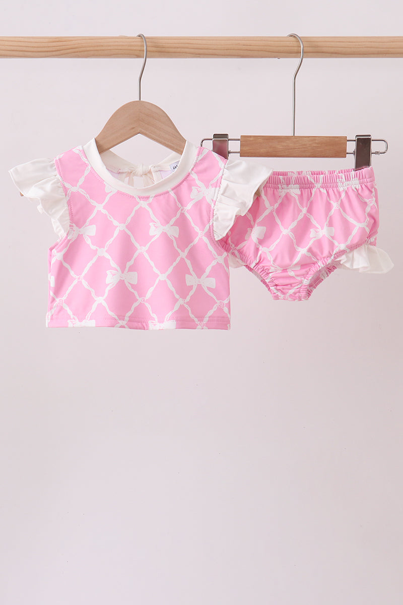 Pink Bow UPF Swim Set