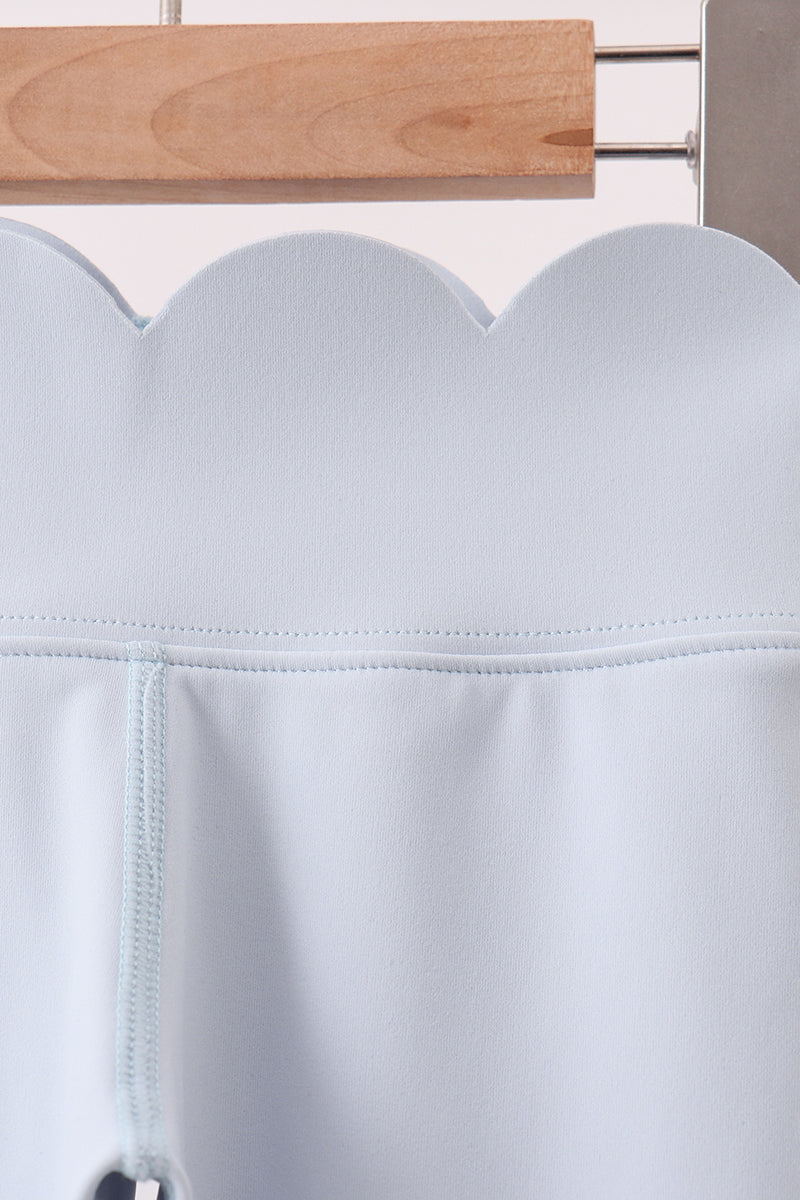 Blue Scalloped Yoga Active Leggings