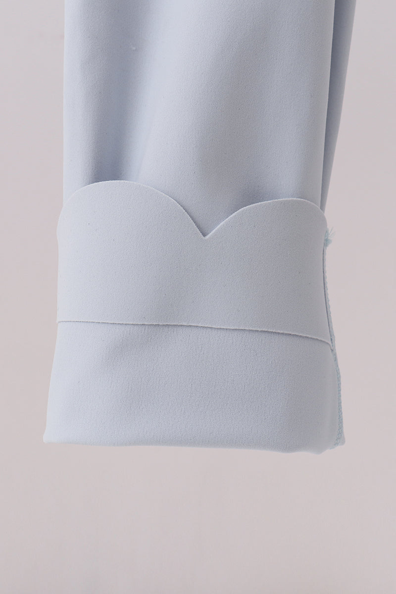 Blue Scalloped Mom Yoga Active Leggings
