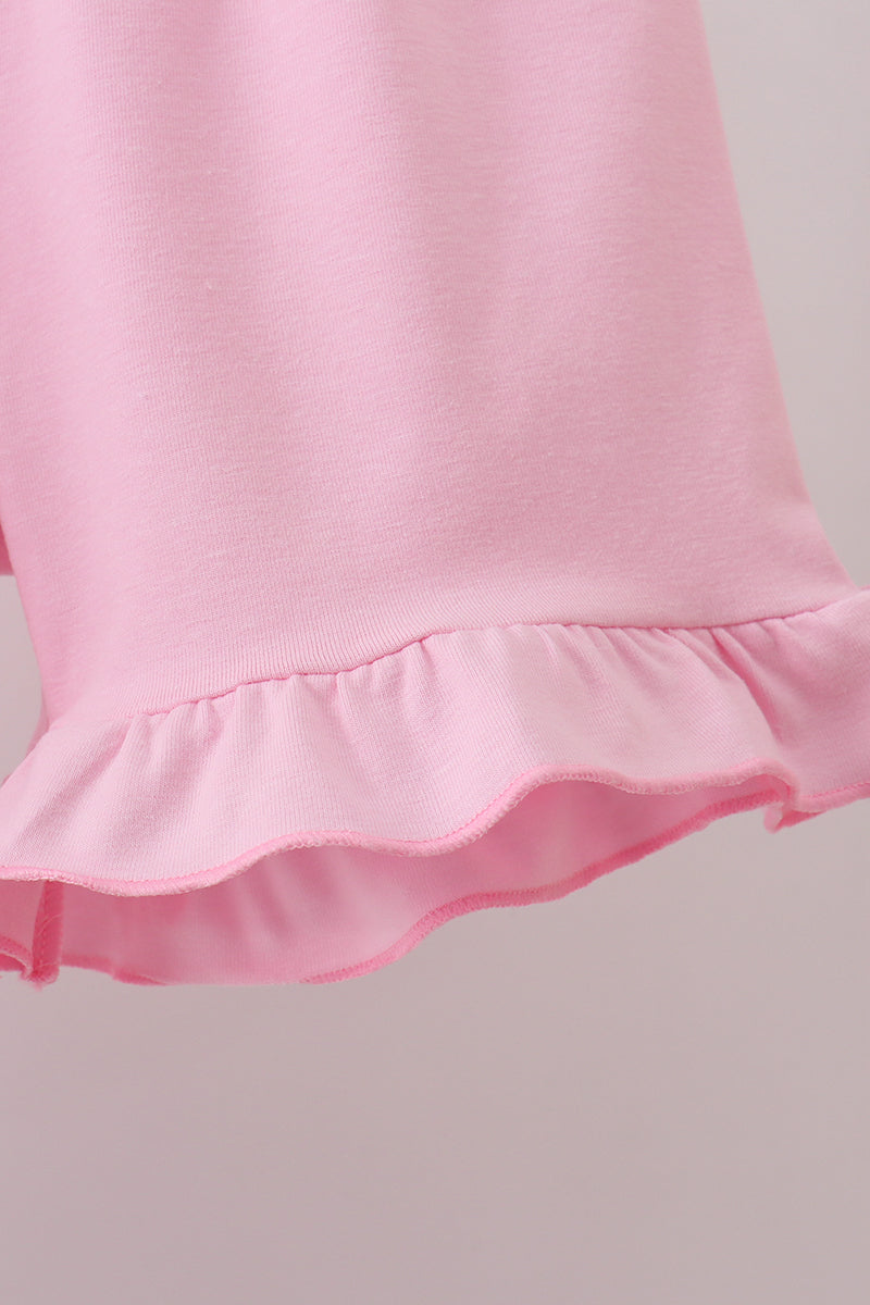 Pink Bow Smocked Swiss Dot Shorts Set
