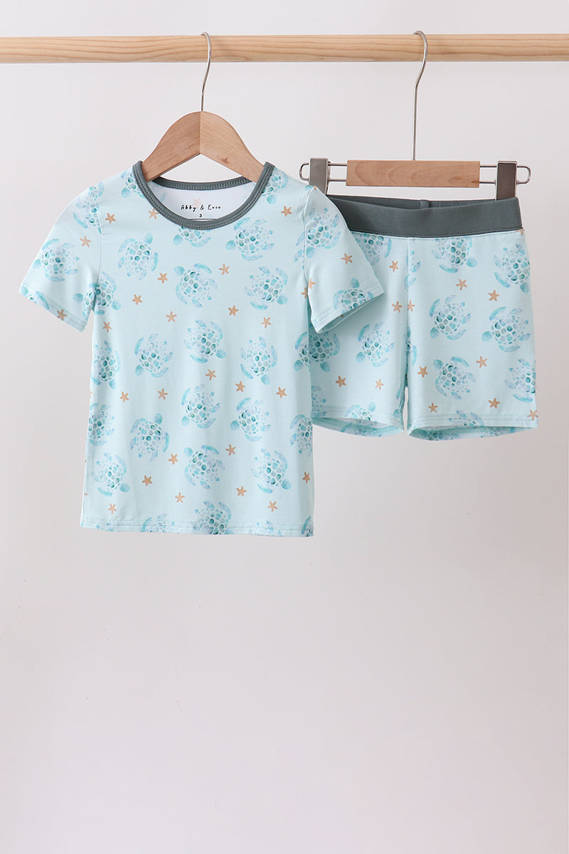 Blue Turtle Bamboo Pajama Set