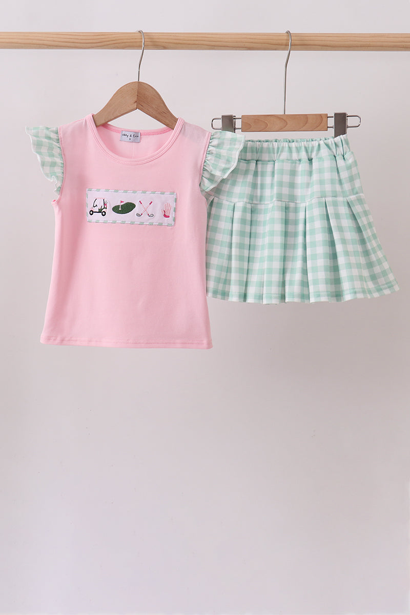 Green Golf Embroidered Skorts Set