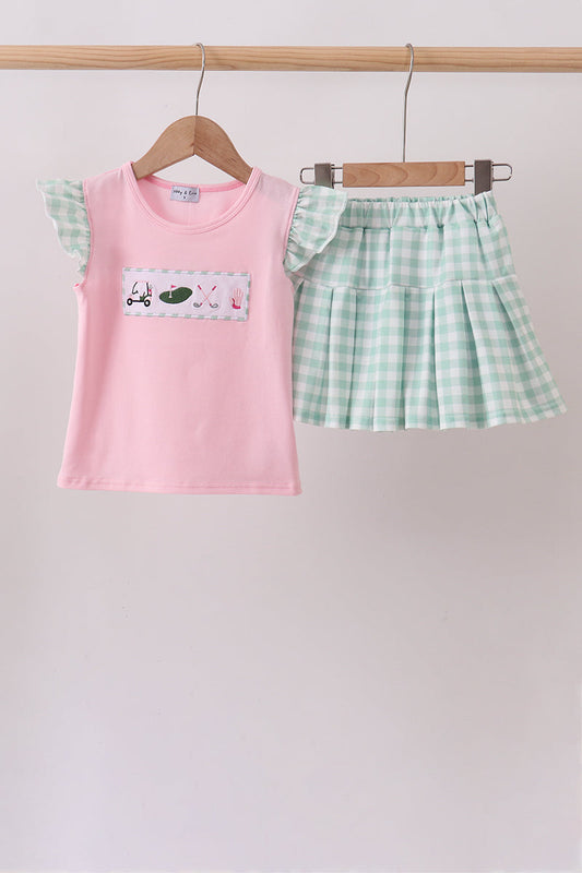 Green Golf Embroidered Skorts Set