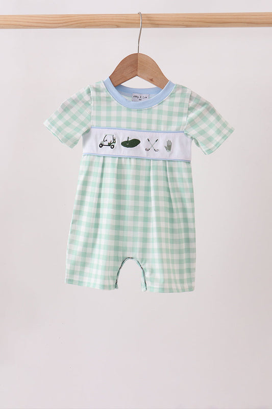 Green Golf Embroidered Romper