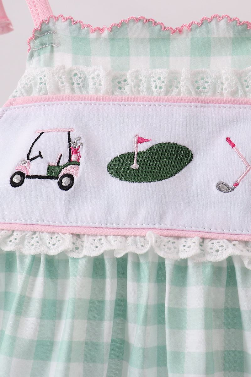 Green Golf Embroidered Ruffle Set