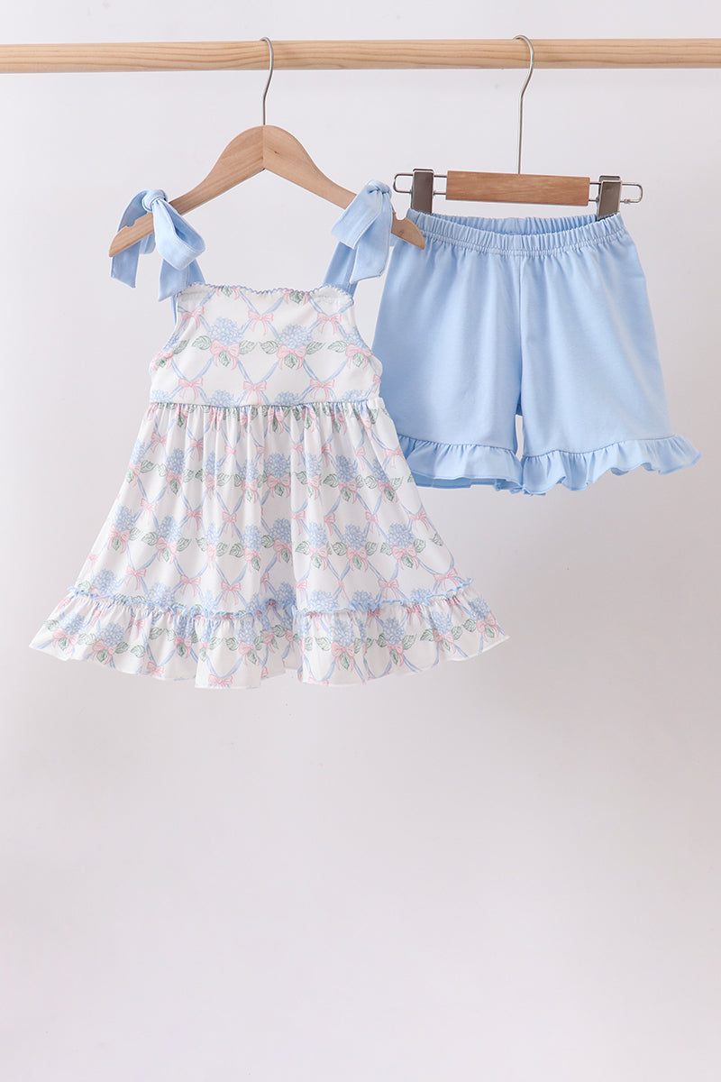 Blue Floral Ruffle Set