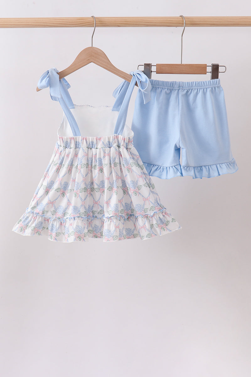 Blue Floral Ruffle Set