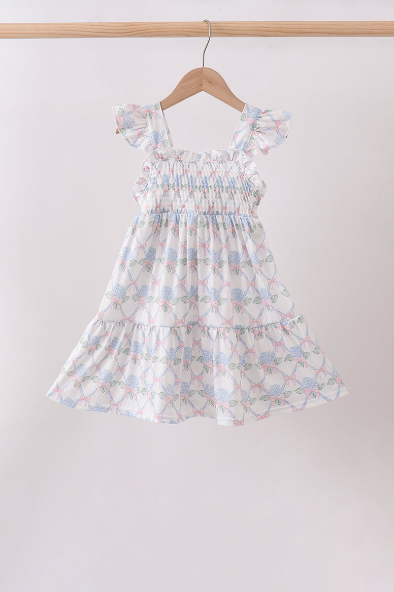 Blue Floral Ruffle Dress