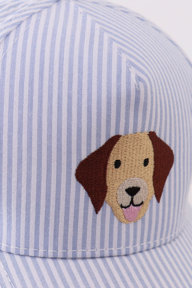 Puppy Embroidered Seersucker Cap