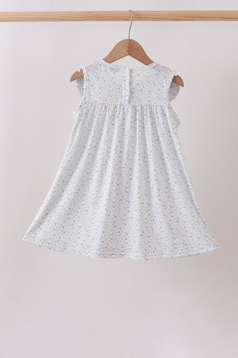 Blue Floral Embroidered Dress