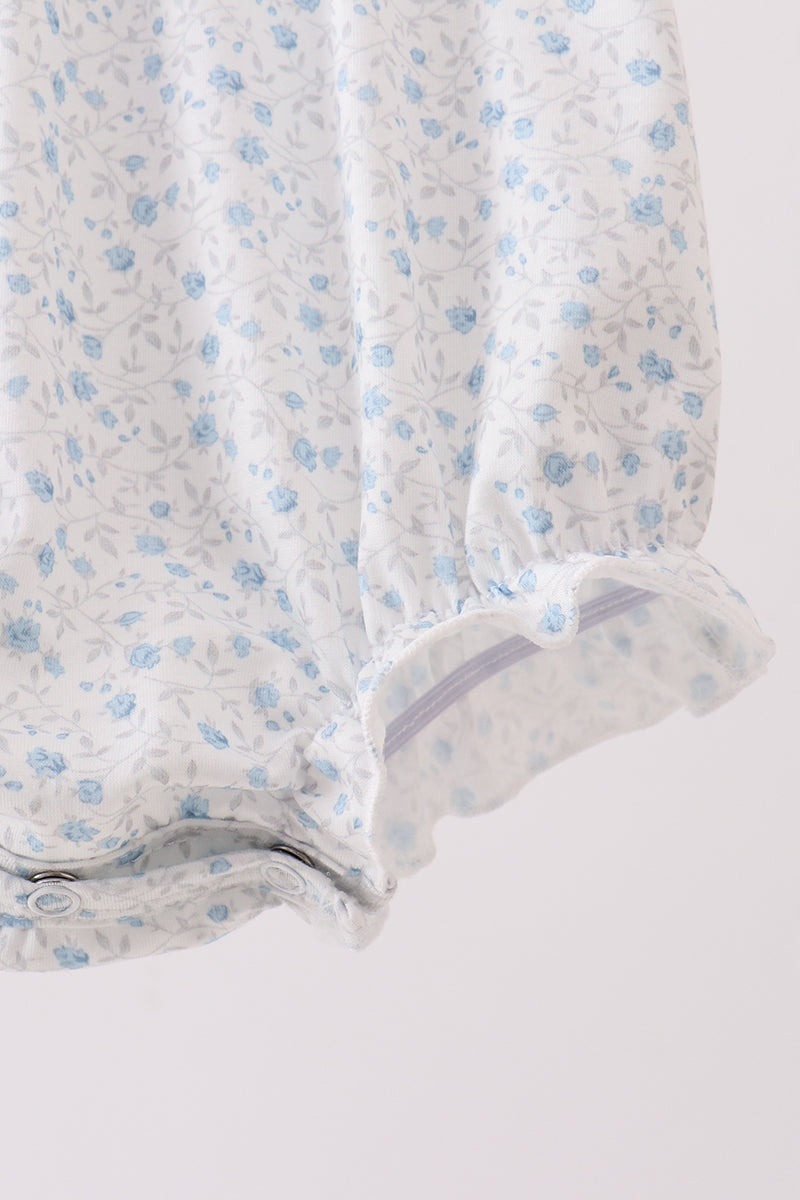 Blue Floral Embroidered Bubble