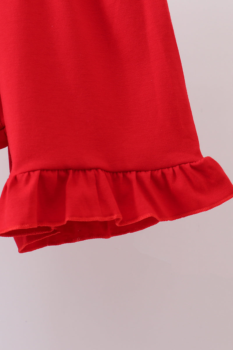 Blue School Bus Smocked Ruffle Shorts Set