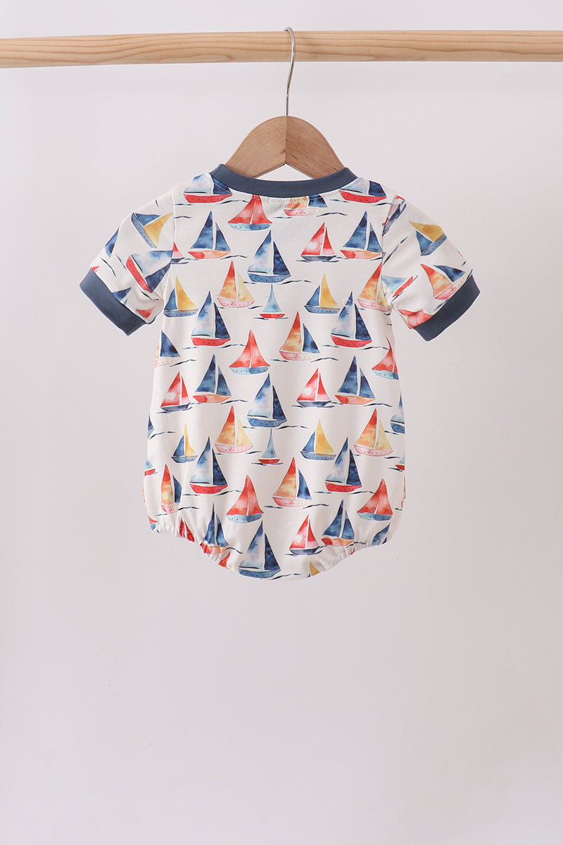 Blue Sailboat Smocked Bubble