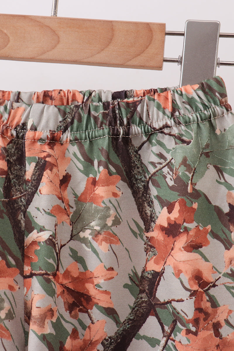 Camo Wildlife Embroidered Shorts Set