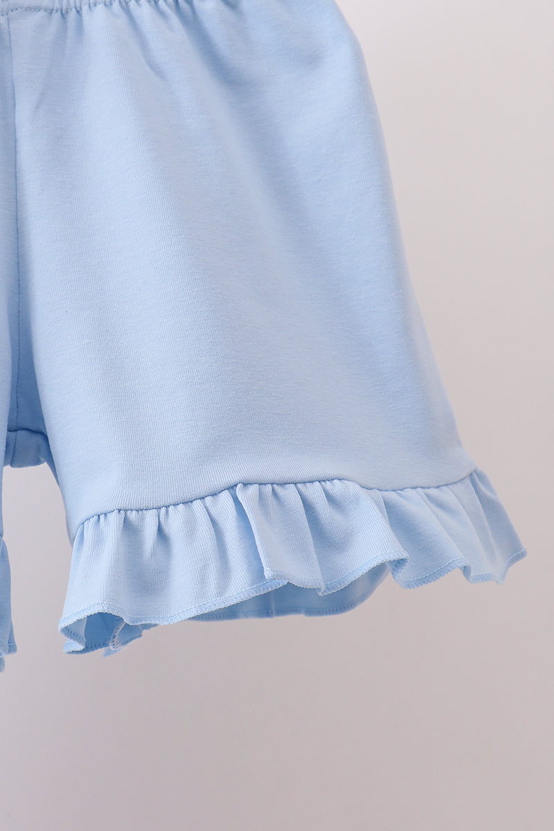 Red Apple Applique Ruffle Shorts Set