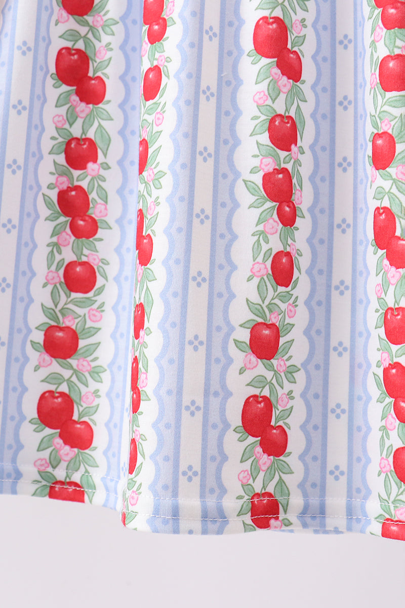 Red Apple Applique Ruffle Shorts Set