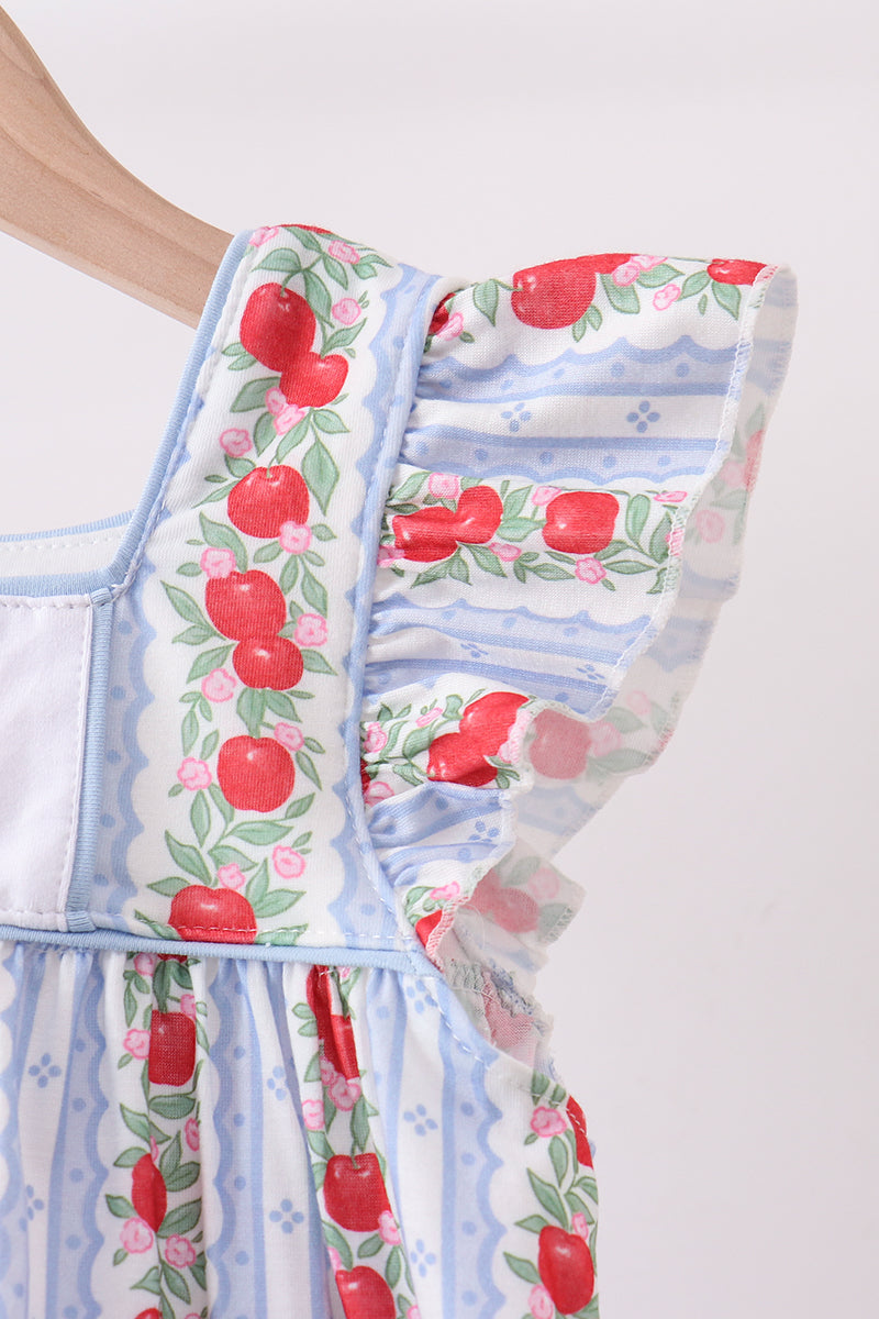 Red Apple Applique Ruffle Shorts Set
