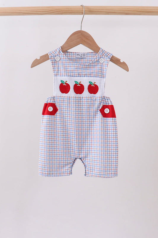 Blue Apple Embroidered Plaid Jon Jon