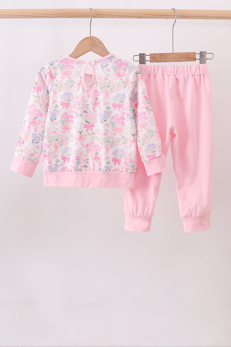 Pink floral jogger set