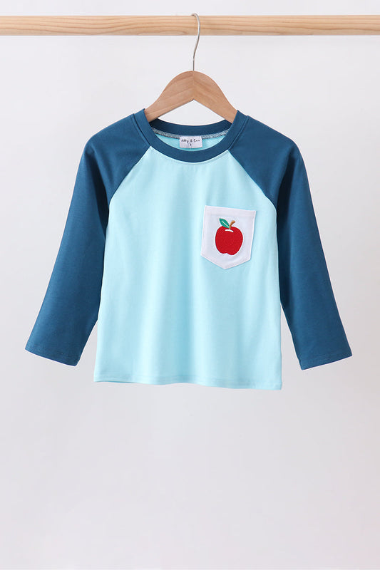 Teal Apple Embroidered Top