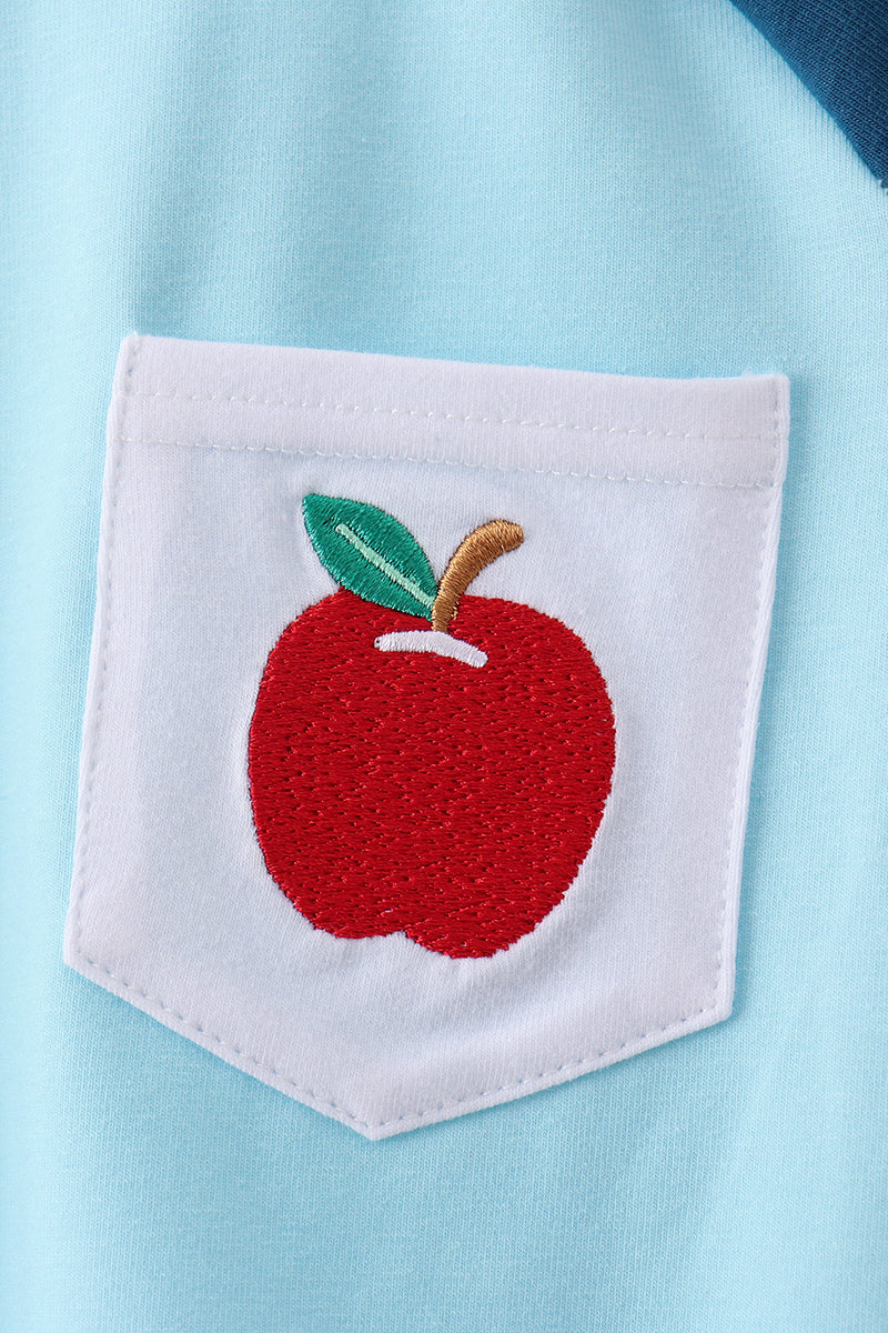 Teal Apple Embroidered Top