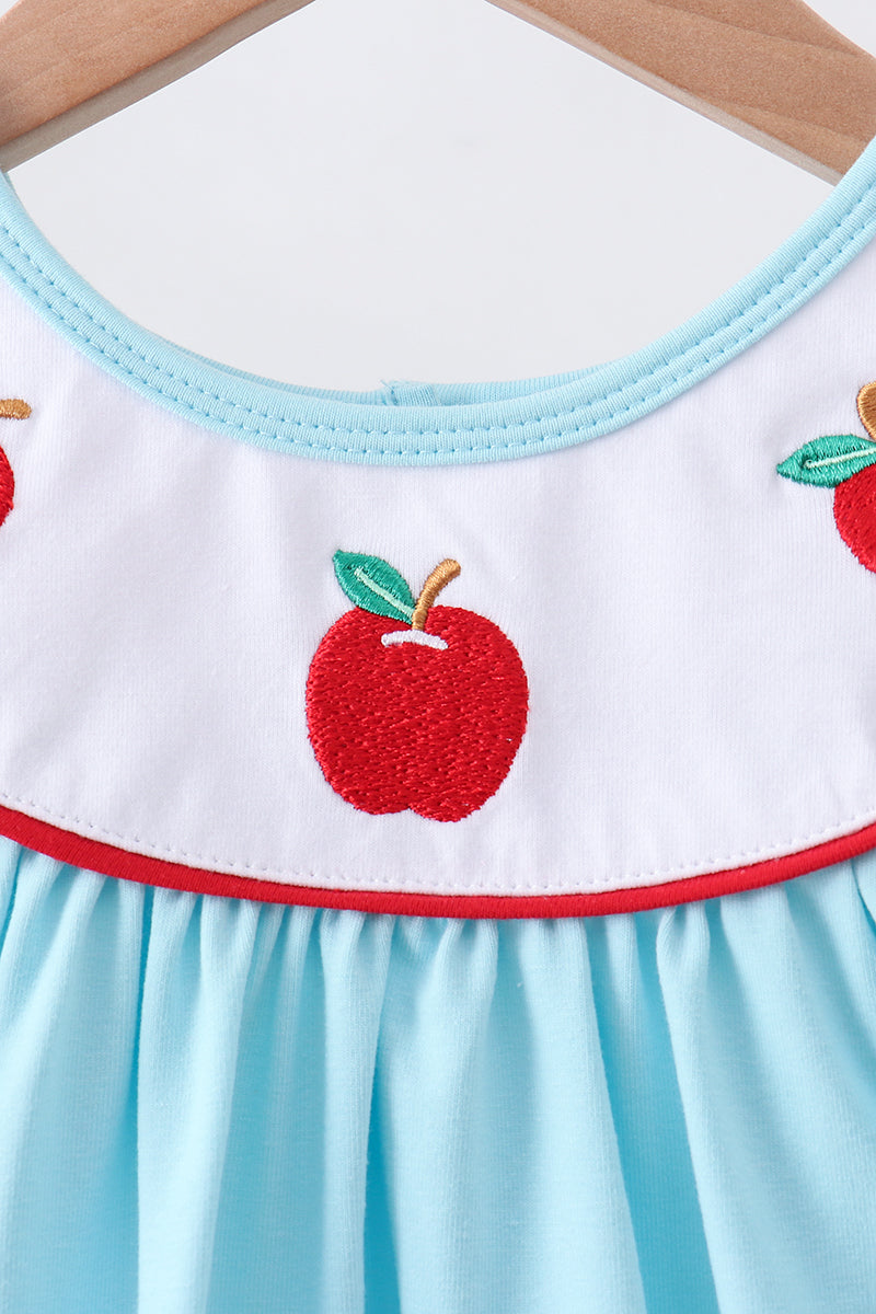 Blue Apple Embroidered Dress