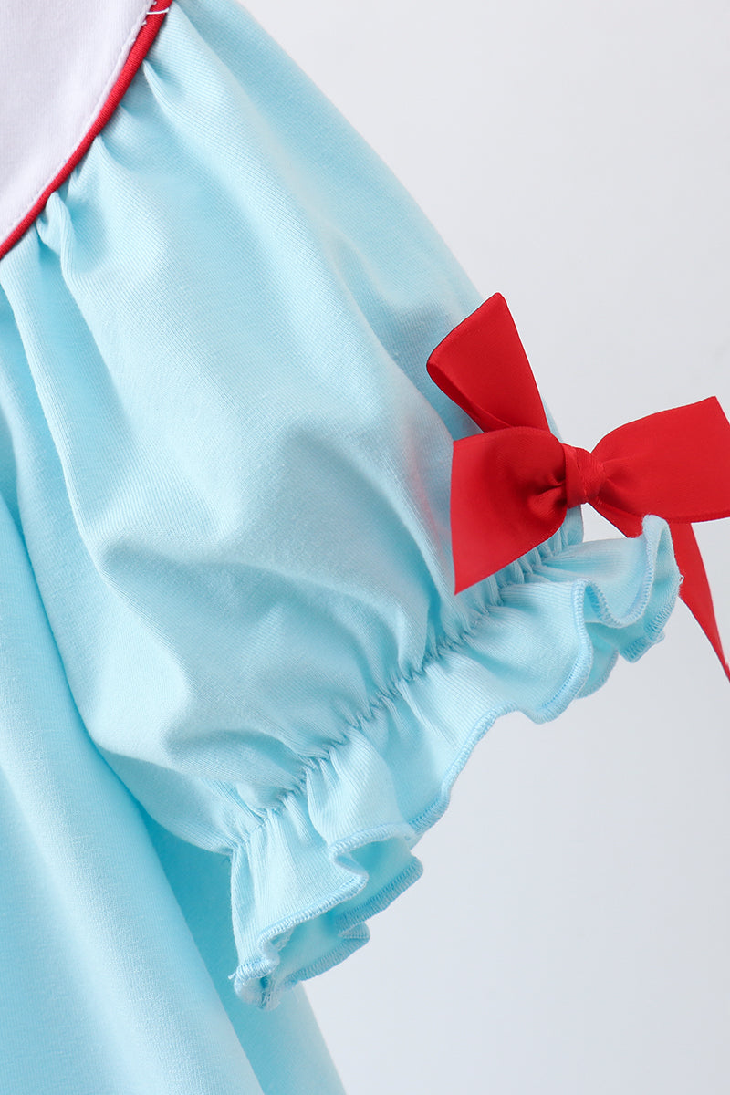 Blue Apple Embroidered Dress
